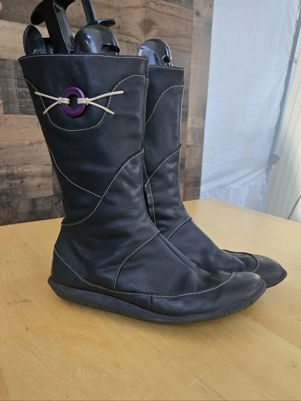 Sergio Tomani Handmade Leather Black Ankle Boots SZ 41 Rare Chic Mid calf Boots